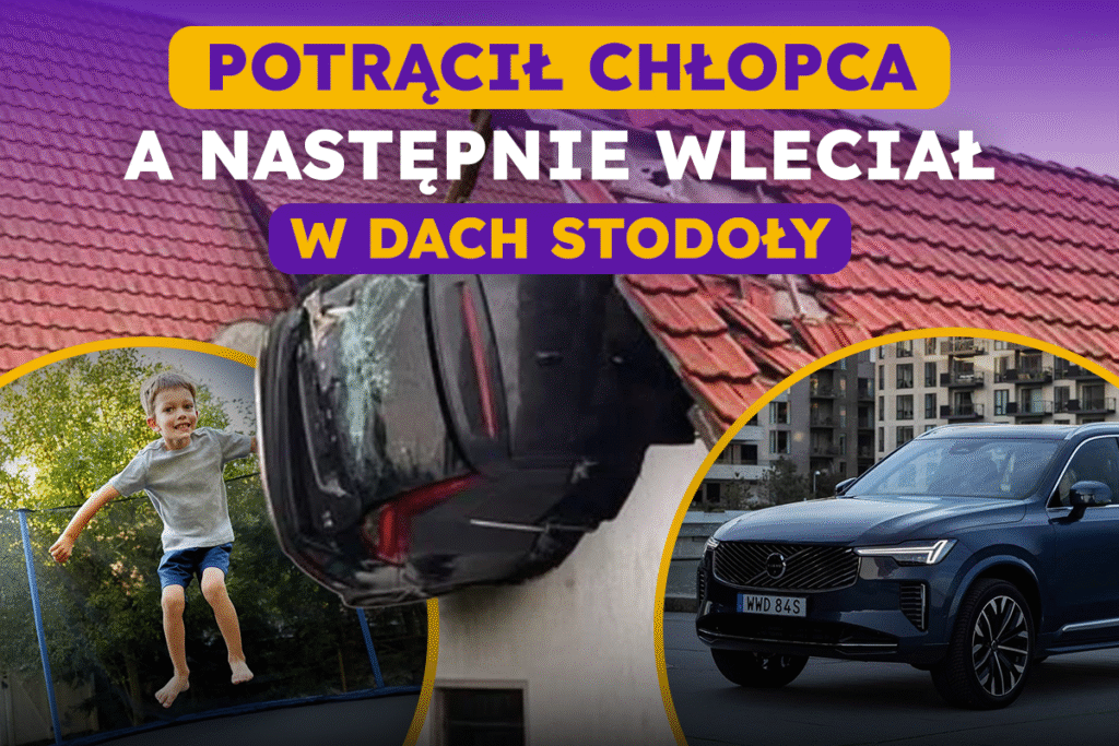 Potrącił chłopca i wbił się w dach stodoły