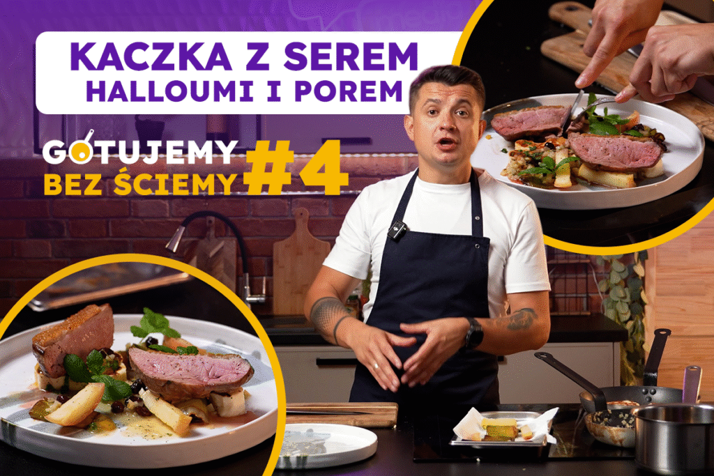 JAK ZROBIC KACZKĘ W SOSIE WINNO – ŻURAWINOWO – JABŁKOWYM Z SEREM HALLOUMI I POREM | Gotujemy bez ściemy #4